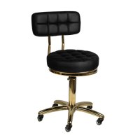 Козметичен стол - табуретка с облегалка Gold AM-961 49/63 см - бяла/черна, снимка 6 - Друго оборудване - 44145320