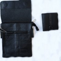 Комплект елегантна мъжка кожена чанта JEEP от екожа плюс портфейл от естествена, снимка 4 - Портфейли, портмонета - 37938304