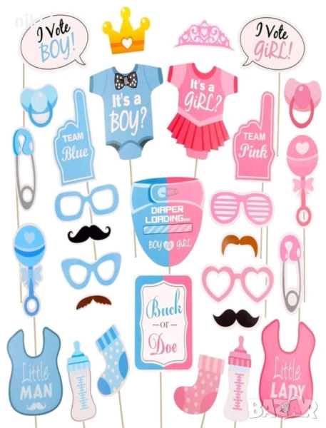 30 Аксесоари разпознаване разкриване пола бебето момиче момче Boy or Girl gender party парти props, снимка 1