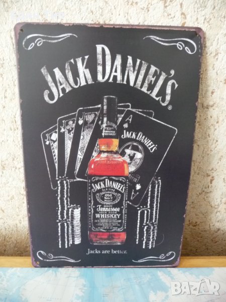 Метална Табела Jack Daniel's Блак Джак Даниелс карти покер хазарт  , снимка 1