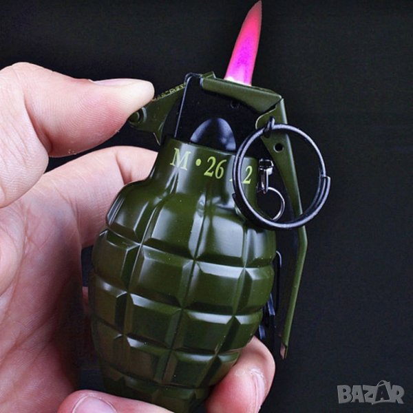 Запалка - граната. С ключодържател. Голям размер, ветроустойчива, червен пламък, снимка 1