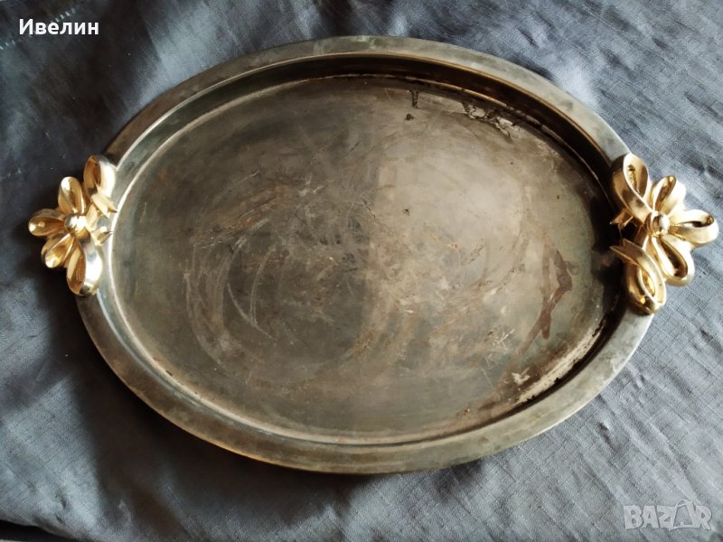 посребрена метална табла,поднос арт деко, снимка 1