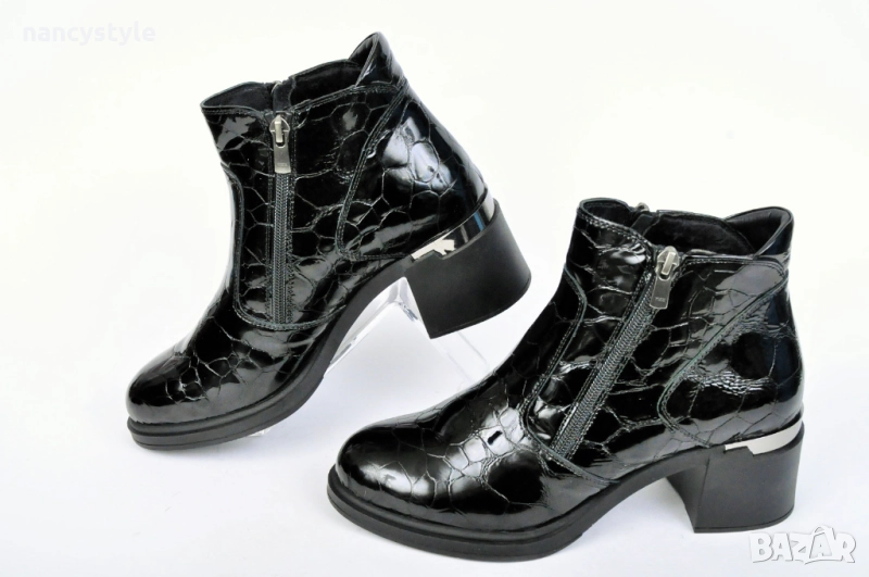 НОВО! Подплатени дамски боти от естествен лак, снимка 1
