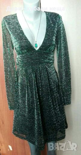 Нова рокля в зелено и сребристо ГО до 100см.🍀❤S/M,M❤🍀арт.4318, снимка 1