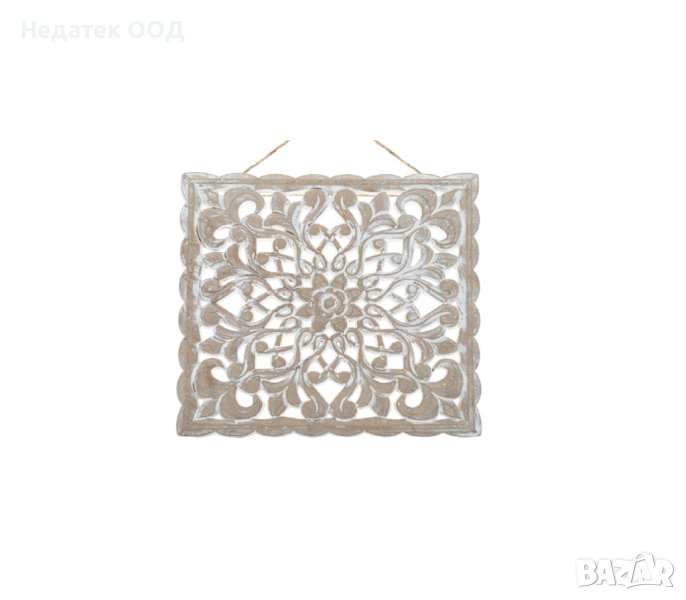 Етническа дърворезба, Матирано бяло дизайнерско цвете, 29,5x29,5 см, снимка 1