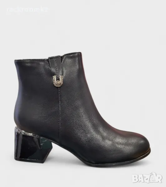 Елегантни дамски боти на квадратен ток модел: W588001 black, снимка 1