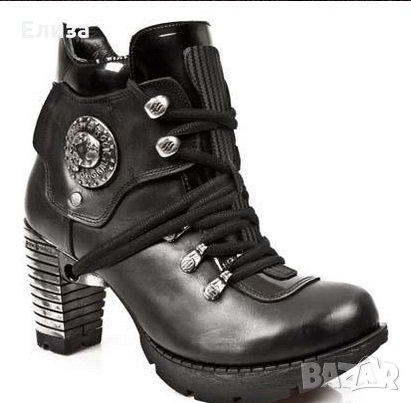 Дамски кубинки - боти ботуши естествена кожа с ток New Rock TR010-S1, снимка 1