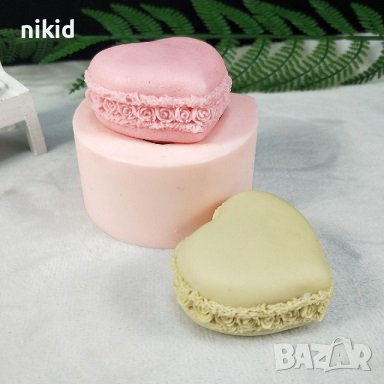 3d  макарон сърце голямо силиконов молд форма фондан гипс сапун свещ калъп, снимка 1