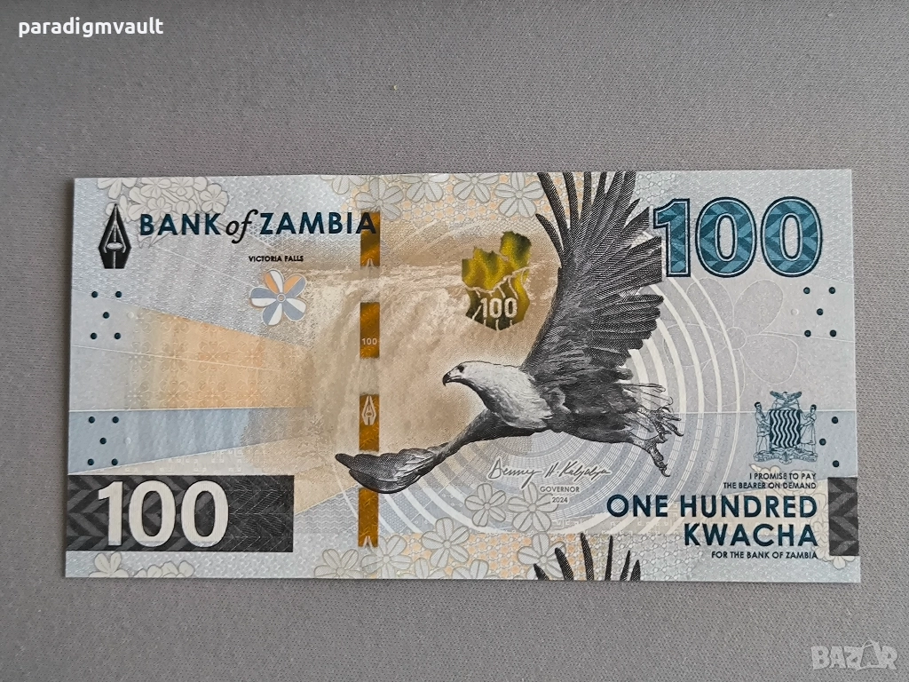 Банкнота - Замбия - 100 квача UNC | 2024г., снимка 1