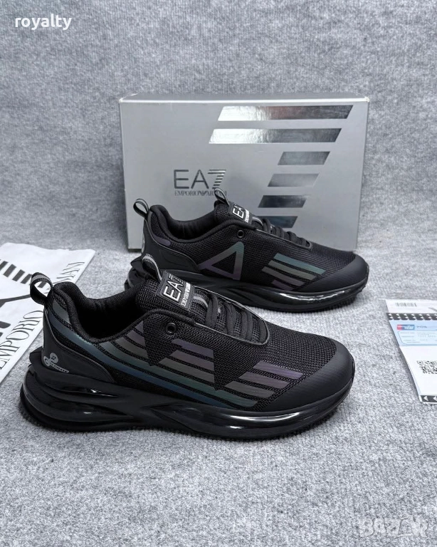 Emporio Armani Черни Мъжки Маратонки , снимка 1