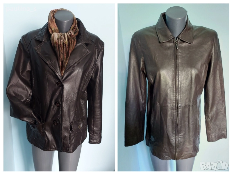 Естествена кожа / Два различни броя / Кафяво марково сако и яке "Bonita" и "Style & Co" , снимка 1