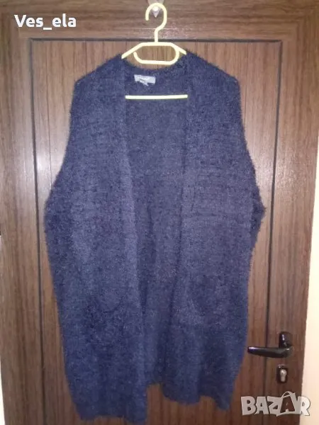 отворена дълга жилетка плетиво с джобове, снимка 1