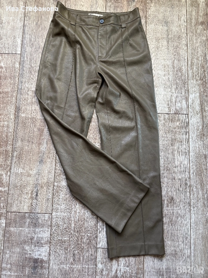 Нов елегантен кожен кожа панталон висока талия Zara zara Зара Р, снимка 1