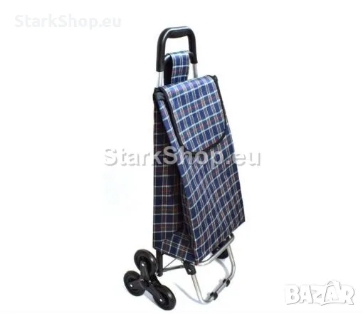 Многоцветна Сгъваема Пазарска Количка за Стълби с Колела 2 х 3 броя и Капацитет 60 литра, снимка 1