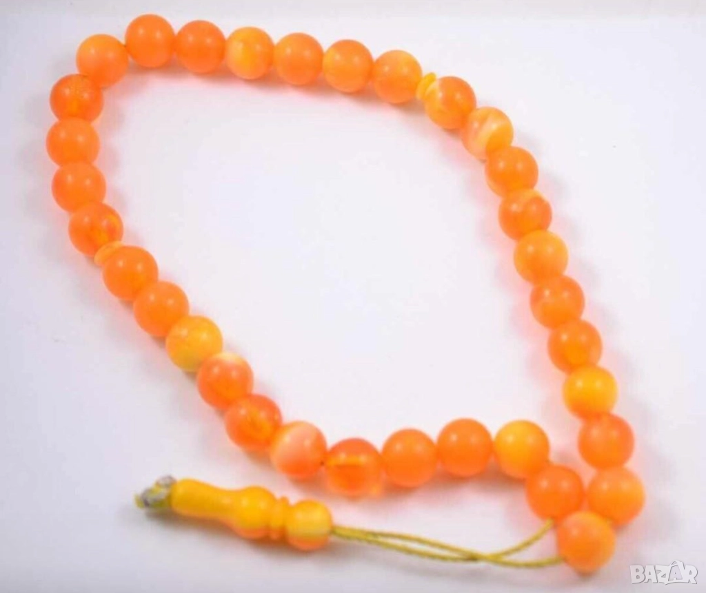 Оранжева османска броеница с 33 зърна , снимка 1
