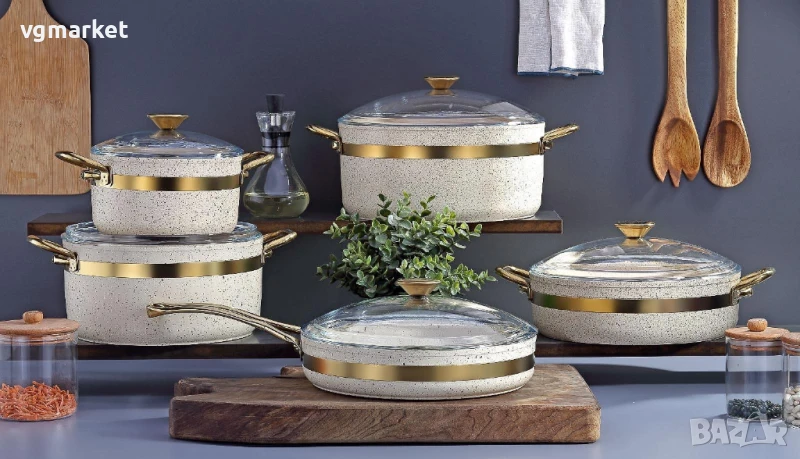 Комплект гранитни тенджери и тиган BONERA NILE 10 части, снимка 1