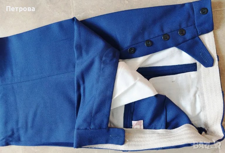 Мъжки панталон, нов, вълнена материя, тъмносин, снимка 1