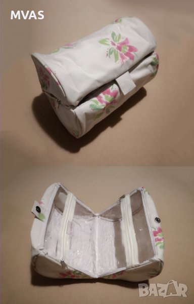 Нов несесер за козметика на AVON бял с цветя, снимка 1