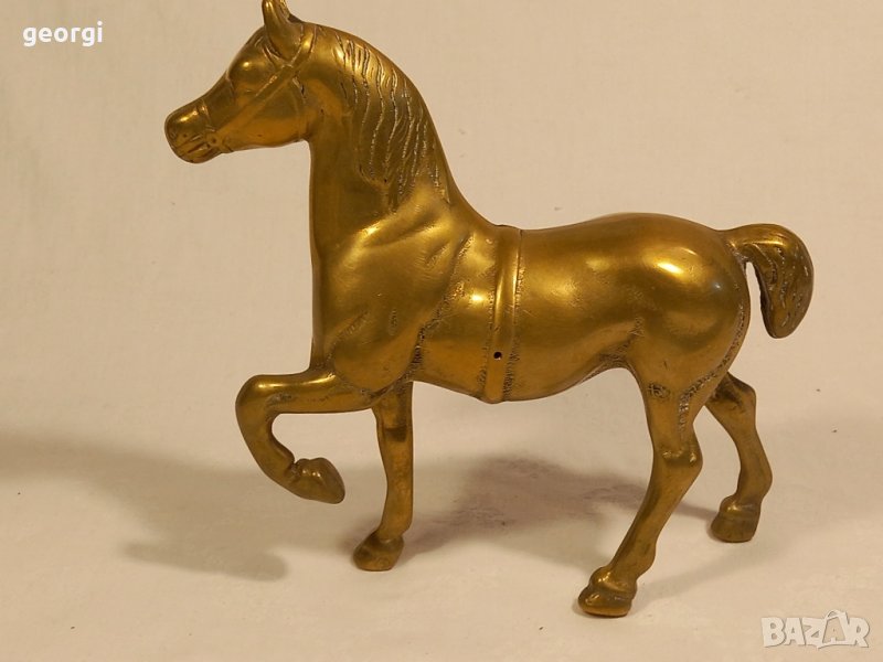 Статуетка на кон месинг масив  20/3, снимка 1