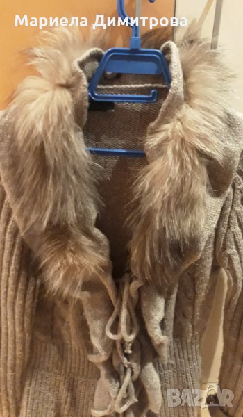 Кафява жилетка с естествен косъм, снимка 1