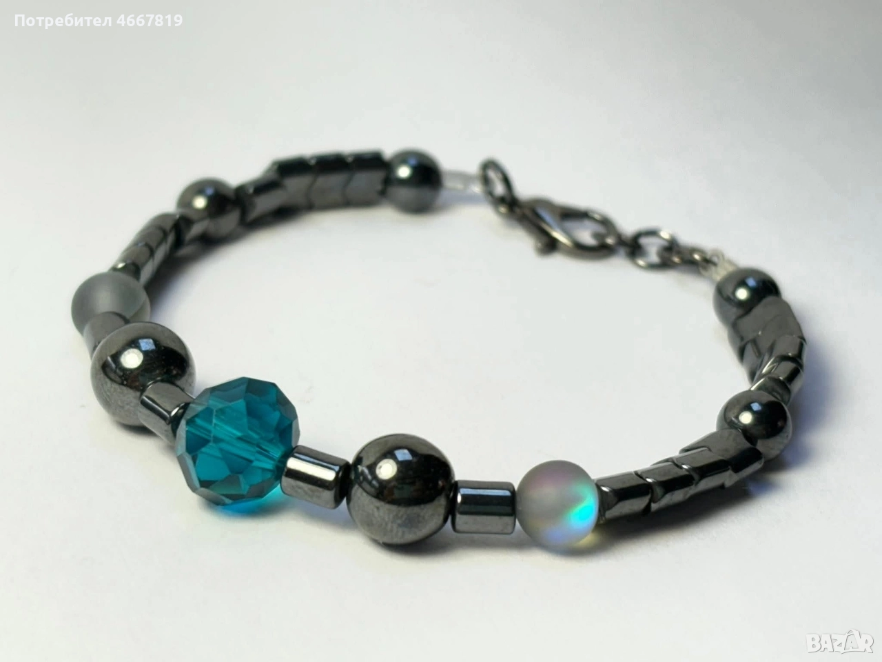 стилна ръчно изработена гривна с естествен хематит , снимка 1