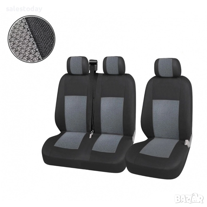 Тапицерия за бус/ пикап, 1+2, Калъфи за предни седалки на бус, универсална, черен цвят, снимка 1