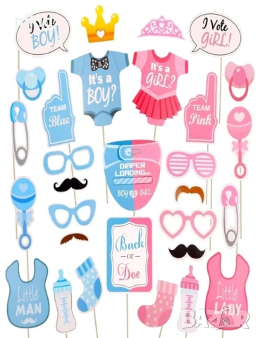 30 Аксесоари разпознаване разкриване пола бебето момиче момче Boy or Girl gender party парти props