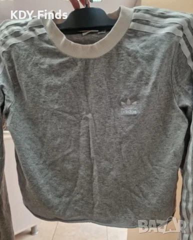 Адидас сива блузка с ръкав, снимка 2 - Блузи с дълъг ръкав и пуловери - 56230002