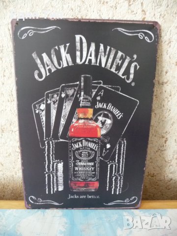 Метална Табела Jack Daniel's Блак Джак Даниелс карти покер хазарт  