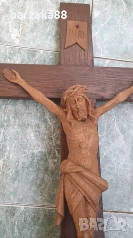 Голям дървен Кръст Разпятие, снимка 6 - Антикварни и старинни предмети - 50269856