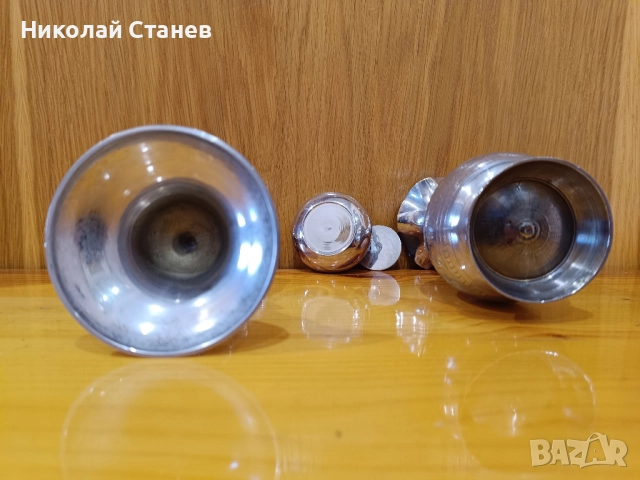 Продавам стар никелиран месингов комплект от 3 части, снимка 8 - Антикварни и старинни предмети - 51966454