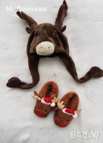 Коледна шапка Елен - универсален размер, снимка 16 - Шапки, шалове и ръкавици - 48376751