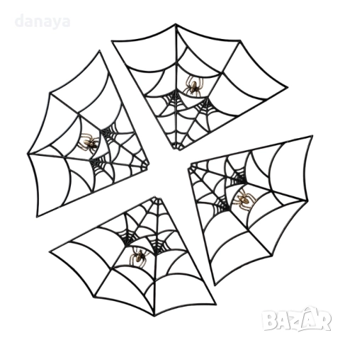 6146 Голяма сглобяема Хелоуин паяжина с паяци, 63 см, 4 части, снимка 3 - Декорация за дома - 51835019