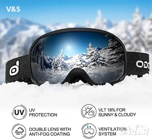 Ски каска Odoland със ски очила за ски и сноуборд Регулируем размер с антифони за мъже жени тийнейдж, снимка 6 - Зимни спортове - 49227141