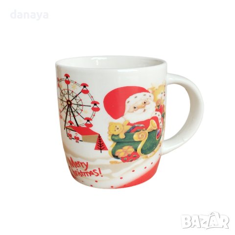 4231 Керамична коледна чаша Дядо Коледа Merry Christmas, 300мл, снимка 2 - Чаши - 42743277