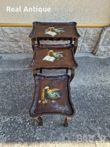 К- т от три броя антикварни дървени масички, снимка 6 - Антикварни и старинни предмети - 47384656