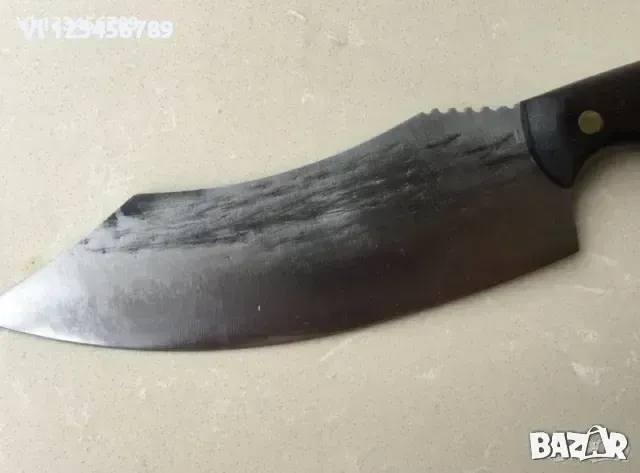 Ловен,ръчно кован нож 5Cr15Mov, кожен калъф, 140х275 мм, снимка 2 - Ножове - 50771109