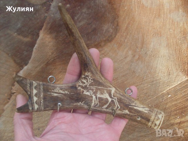ЗАКАЧАЛКА ЗА КЛЮЧОВЕ ЕЛЕНОВ РОГ, снимка 6 - Антикварни и старинни предмети - 35345358