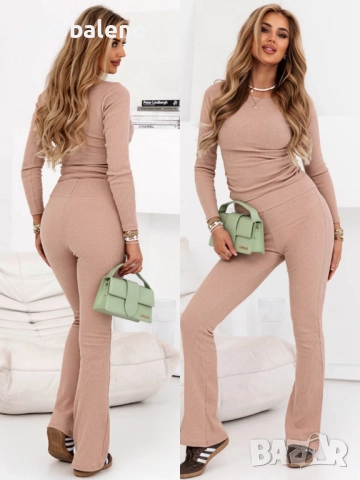 Дамски комплект блуза и панталони Logan с оребрена материя, 4цвята , снимка 2 - Комплекти - 51897913