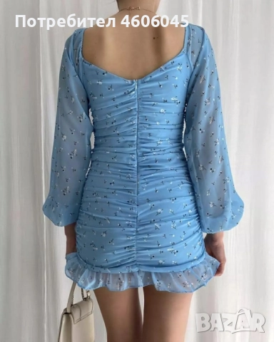 Синя къса рокля 💙, снимка 3 - Рокли - 51851602