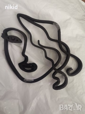 1 вид Абстрактно дамско лице контур черен топер украса декор торта, снимка 2 - Други - 36932799