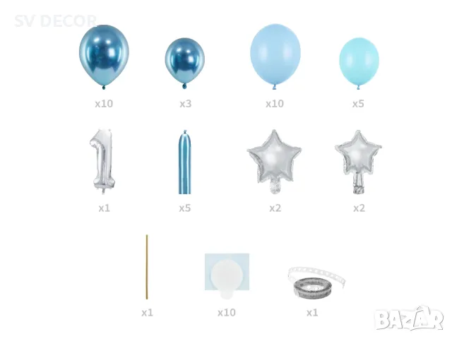 Балони за Първи Рожден Ден в Синьо, снимка 2 - Декорация - 49666038