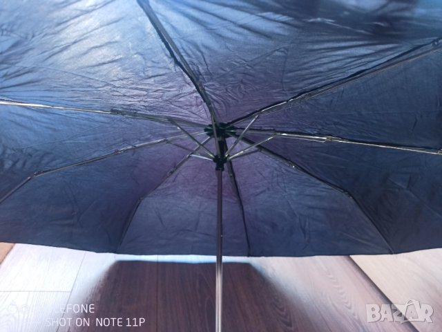 Мъжки сгъваем черен чадър 96 см. диаметър с калъф, снимка 5 - Други - 39698300