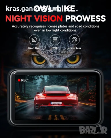 F4 4K камера за кола – предна, с тъчскрийн, гласови команди, 32GB карта, снимка 7 - Аксесоари и консумативи - 50796686