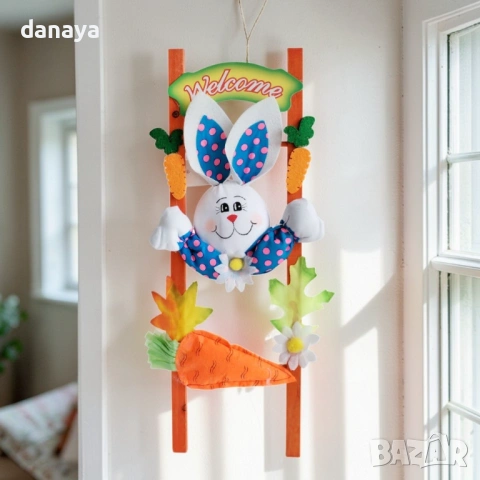6521 Висяща великденска украса зайче Welcome, 40×13 см, снимка 3 - Декорация за дома - 53898931