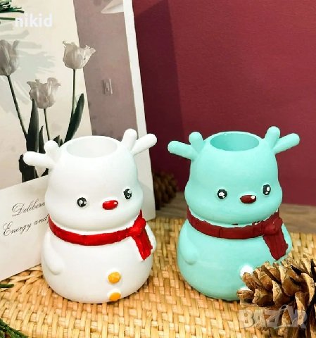 3D  елен еленче свещ свещник силиконов молд форма фондан декор украса, снимка 2 - Форми - 42544055