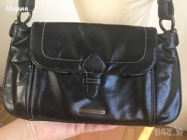 Като Нова Benetton Оригинална Дамска Чанта Бенетон Тъмно Кафява Красива Удобна Ежедневна, снимка 1