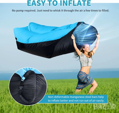 Нов самонадуваем диван/легло Air sofa, Голям размер, Със сенник, Вградена възглавница и аксесоари, снимка 5 - Надуваеми легла - 50980677