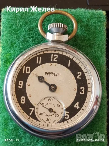 Джобен часовник INGERSOLL Made in Britain рядък за КОЛЕКЦИОНЕРИ 41241, снимка 2 - Антикварни и старинни предмети - 55829400