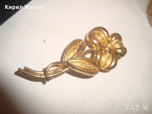 ПОЗЛАТЕНО СТАРО ЦВЕТЕ - БРОШКА ВИНТИДЖ ГРАДСКО БИЖУ 14496, снимка 8 - Антикварни и старинни предмети - 30637716